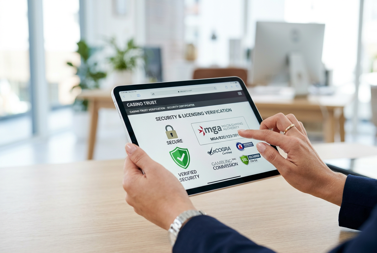 An expert evaluating casino security features on a tablet.
